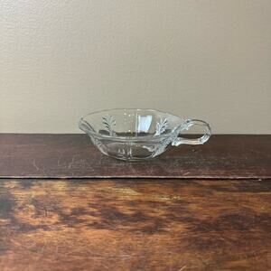 Fostoria baroque handled nappy dish Baroque pattern‎ Clear Glass CHIPPED